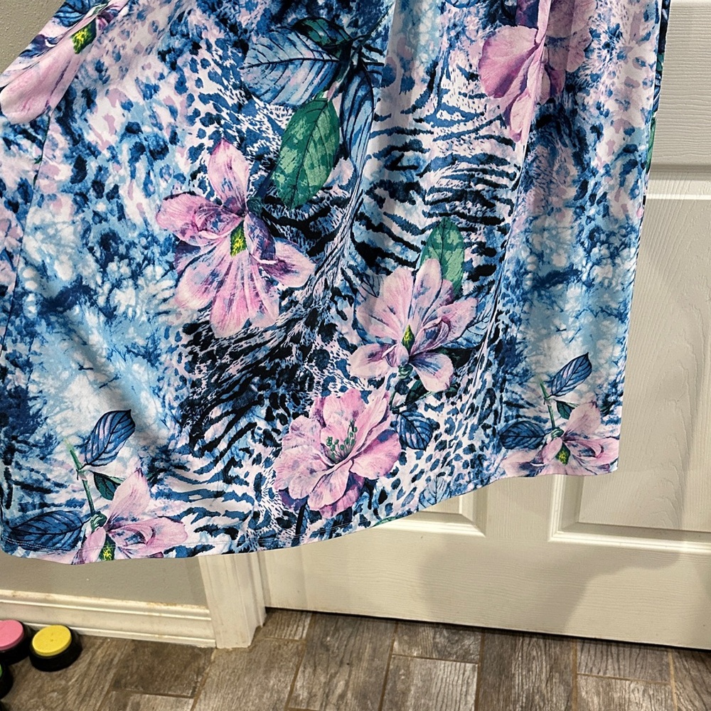 Attitudes by Renee Blue and Pink Patterned maxi Dress - Picture 4 of 15